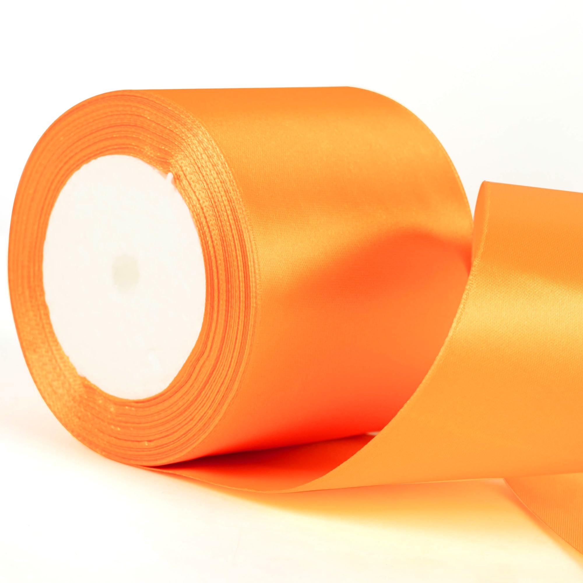 75mm Wide Orange Thick Ribbon for Gift Wrapping 22m