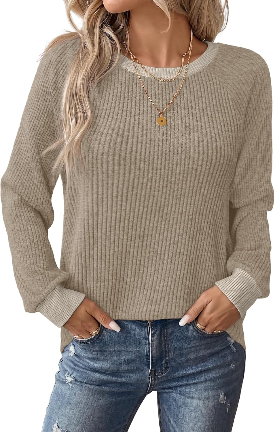 WIHOLL Womens Tops Long Sleeve Shirts Fall Fashion Sweaters Outfits | Trendy School Teacher Shirts Old Money Clothing Fall Must Have