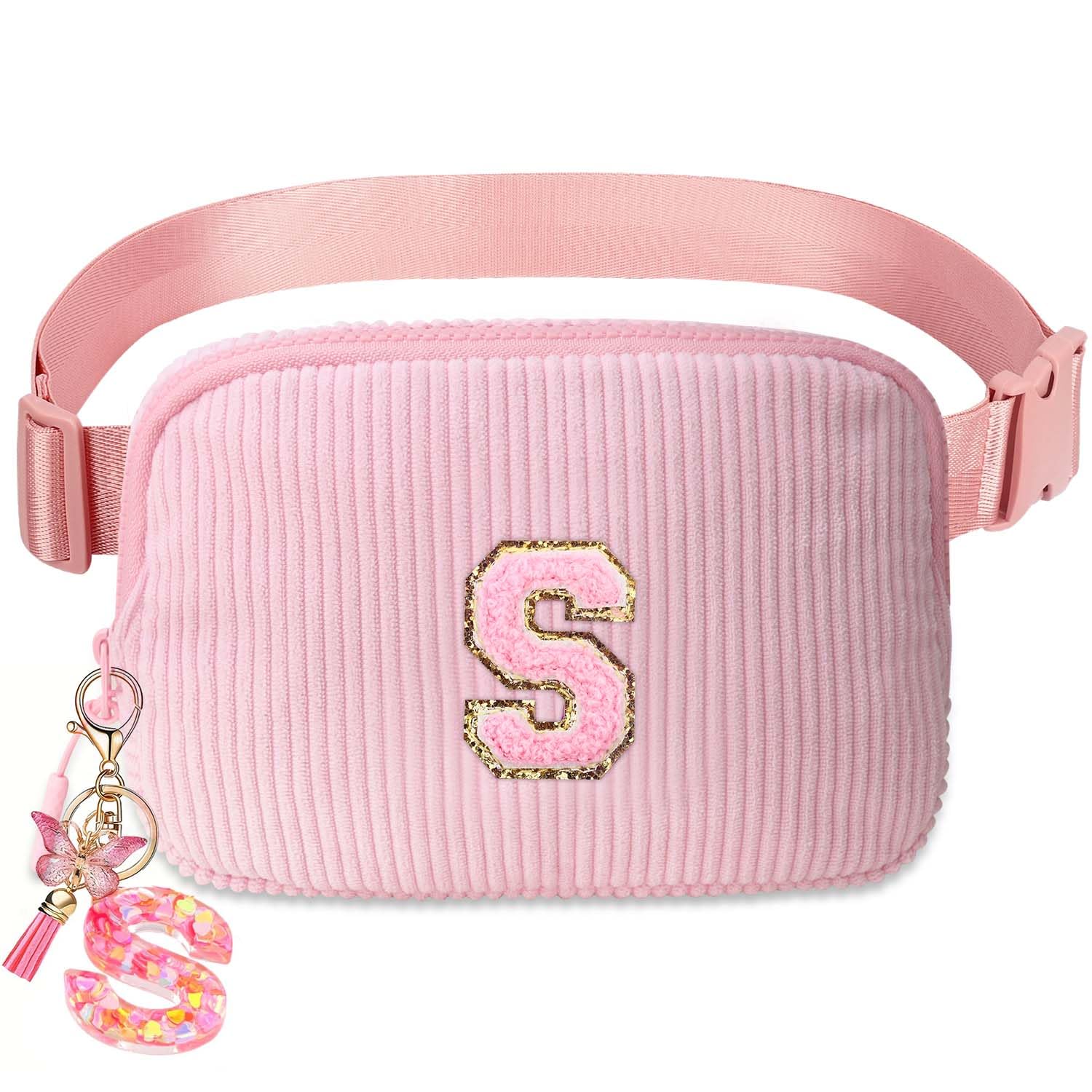 Birthday Gifts for Teenager Girls Kids - Personalized Belt Bag for Girls Women Fashion Waist Packs Trendy Travel Fanny Pack Crossbody Bags with with Initial Letter Patch Cute Stuff S
