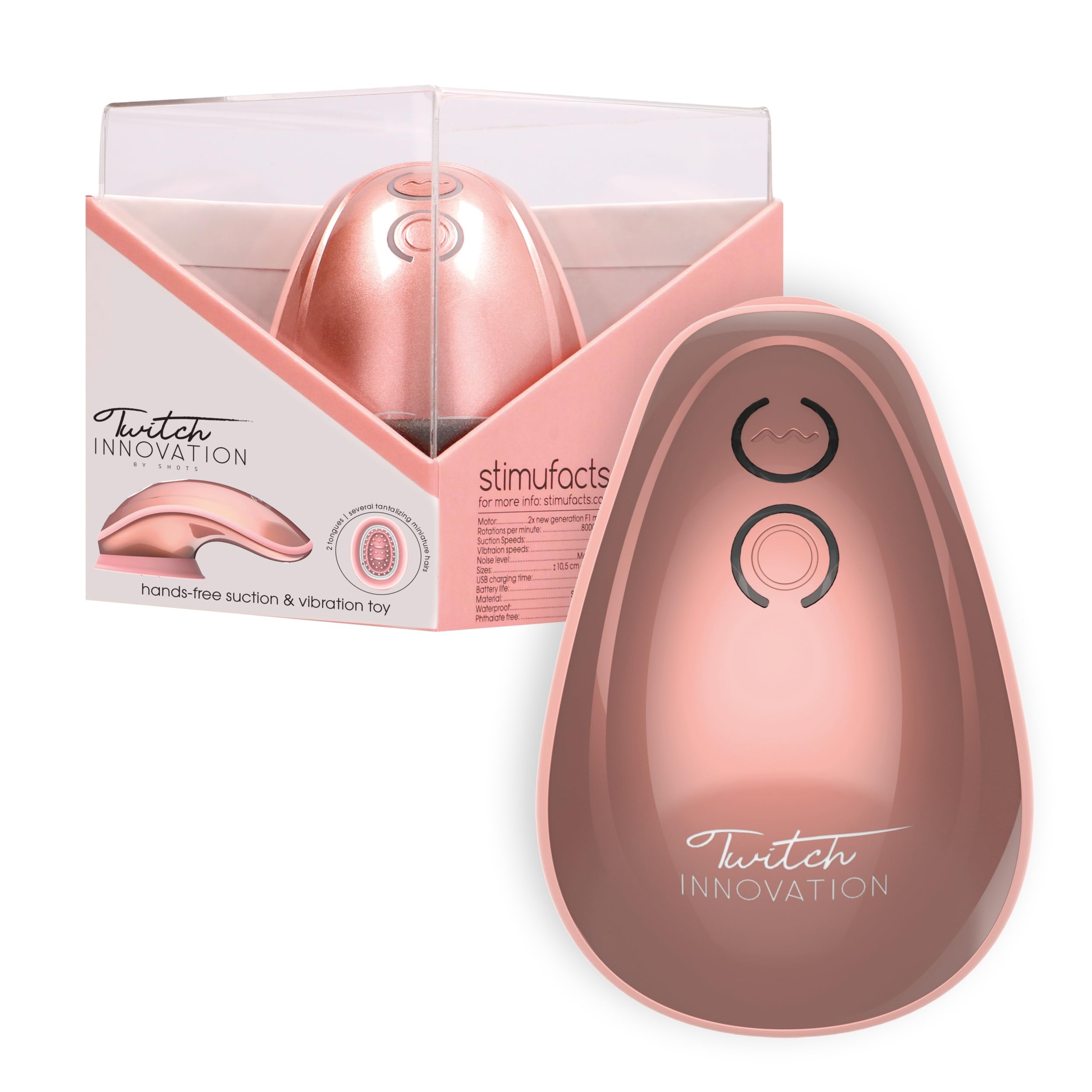 Shots Twitch Hands, Free Suction and Vibration Toy, Rose, 222 g