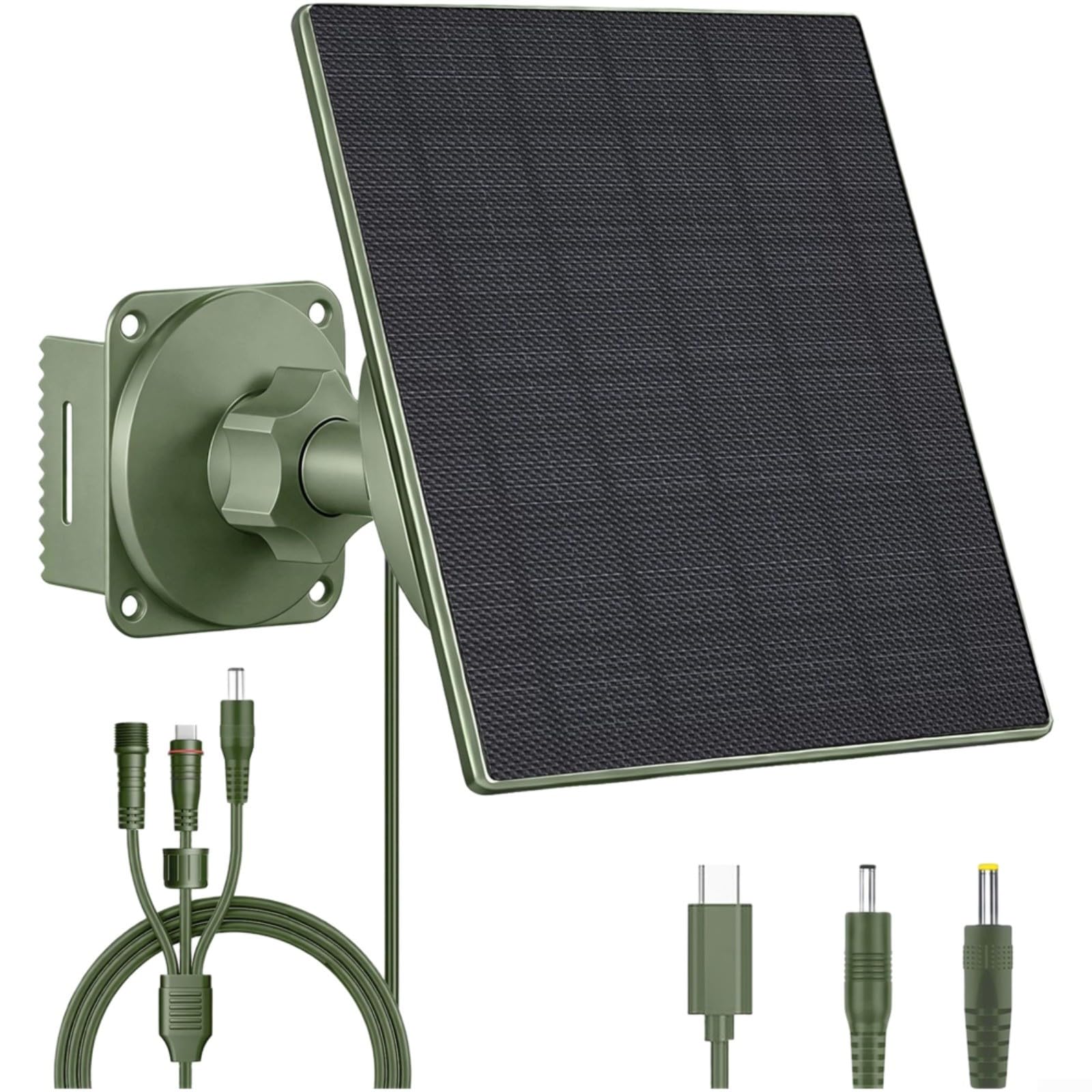 FACAIIO Panneau solaire 5 W, 5200 mAh rechargeable pour batterie réglable, sortie 6 V/12 V, étanchéité IP66, montage à 360° avec pour caméras de sécurité ou de piste