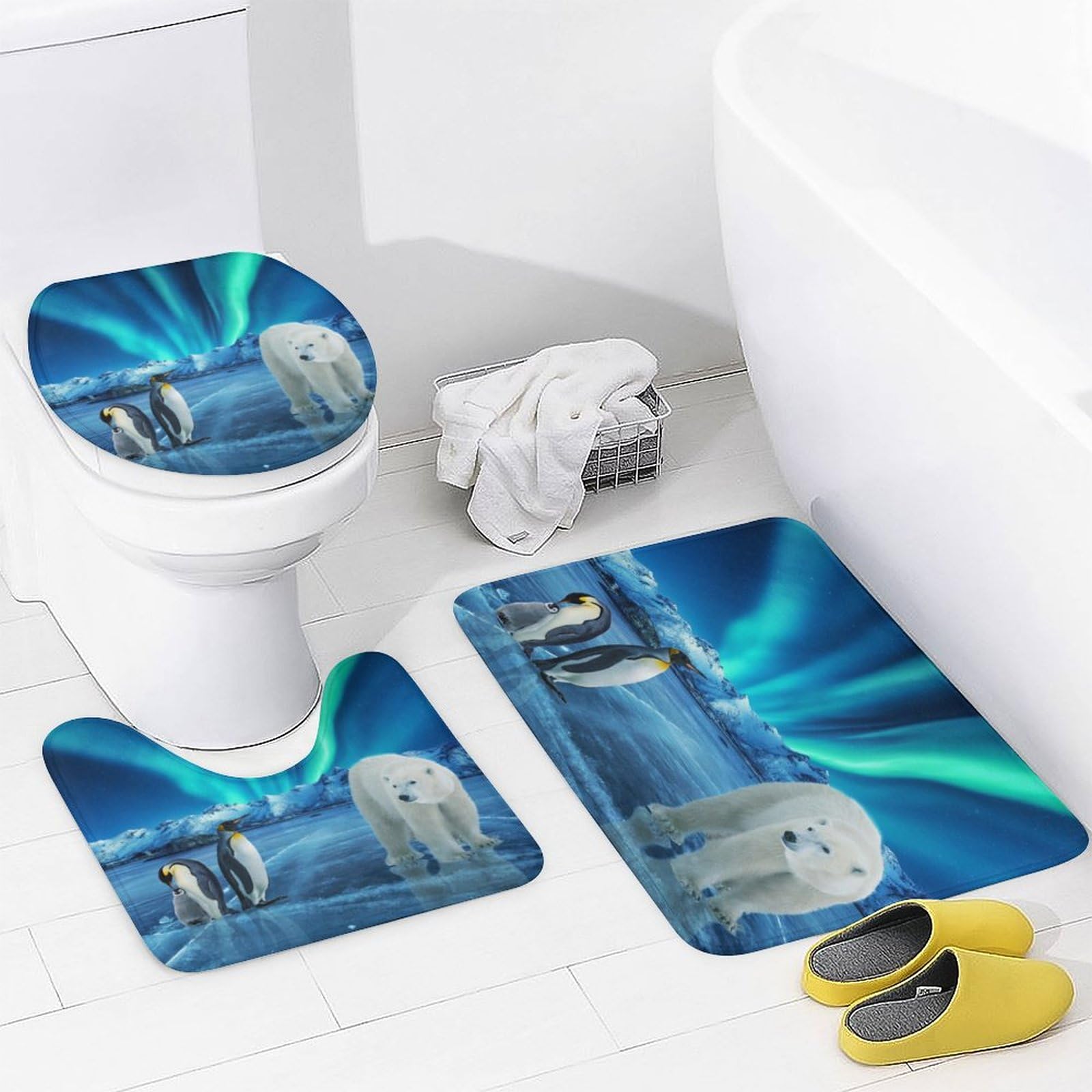 Pinguin-Duschvorhang 177x177cm – Mit Lustigen Pinguin-Motiven, Polyester, Wasserabweisend