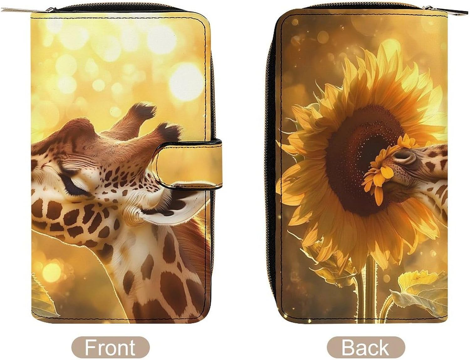 Giraffe And Flower Women's Long Wallet Leather Large Capacity Wristlet Clutch Purse Wallets