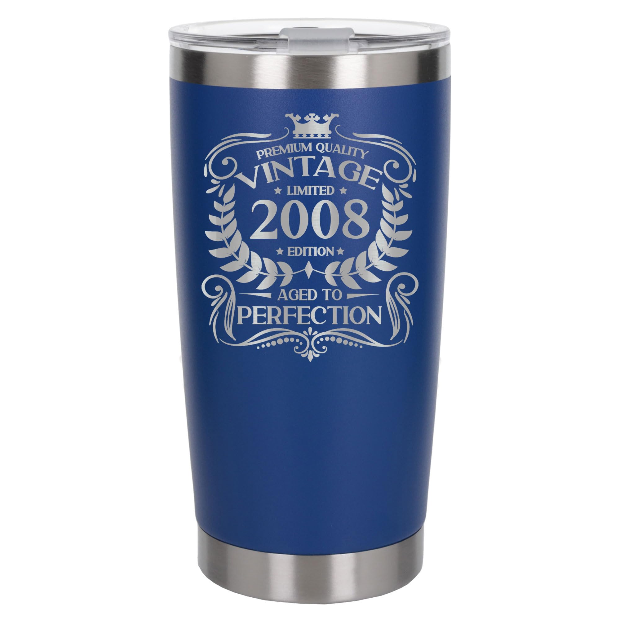 Always Looking Good 18th Birthday Gift Vintage 2008 Aged to Perfection Engraved Insulated Travel Mug Present for 18 Year Old Dark Blue Thermal Coffee Flask Travel Mugs with Lids
