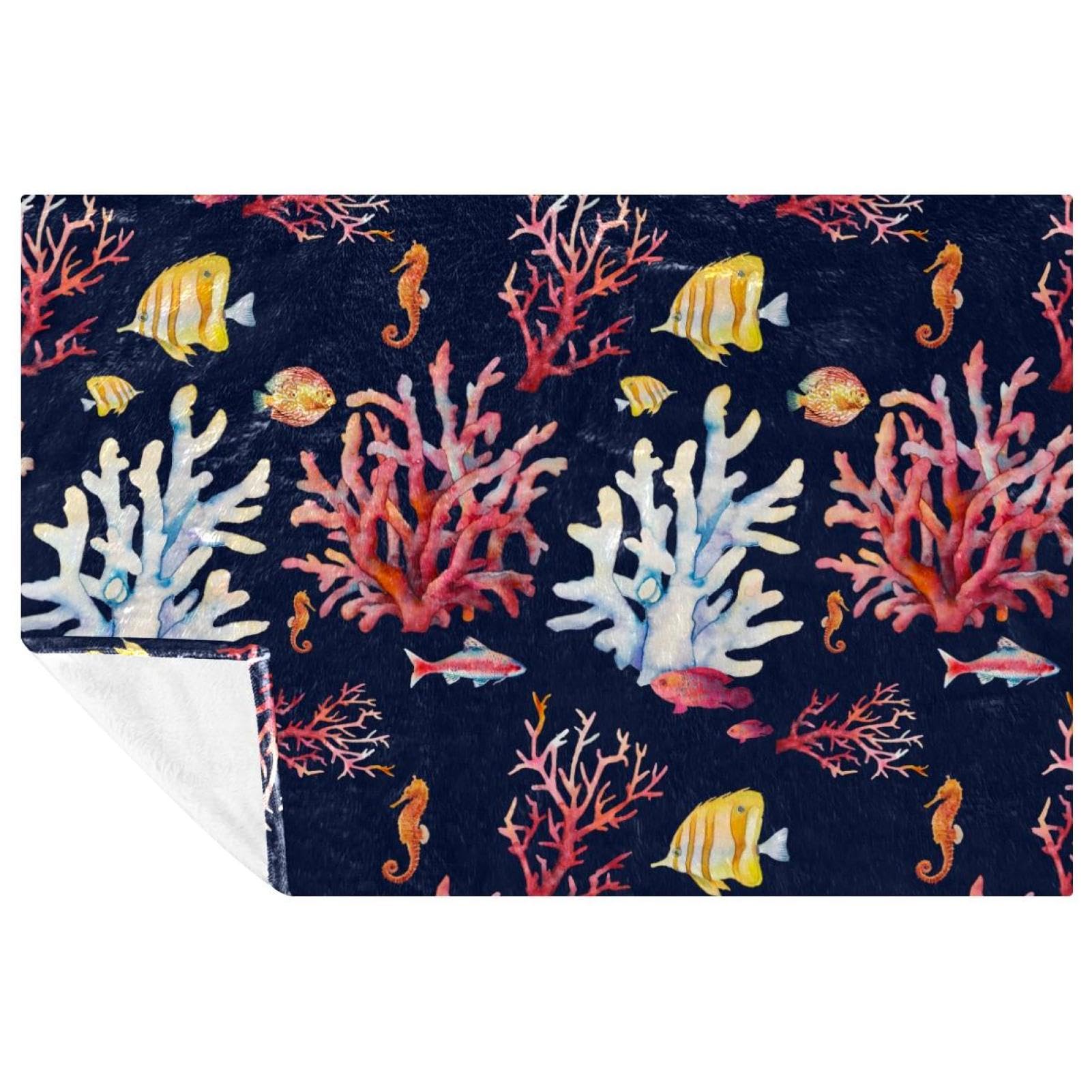 Couverture chaude pour camping et plage à motif corail coloré