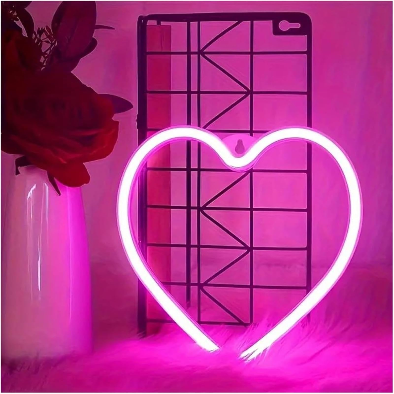 Regalo creativo per insegne al neon Lampada da atmosfera rilassante a forma di cuore, insegna al per neon con luce per camera letto, soggiorno, casa, festa(C)