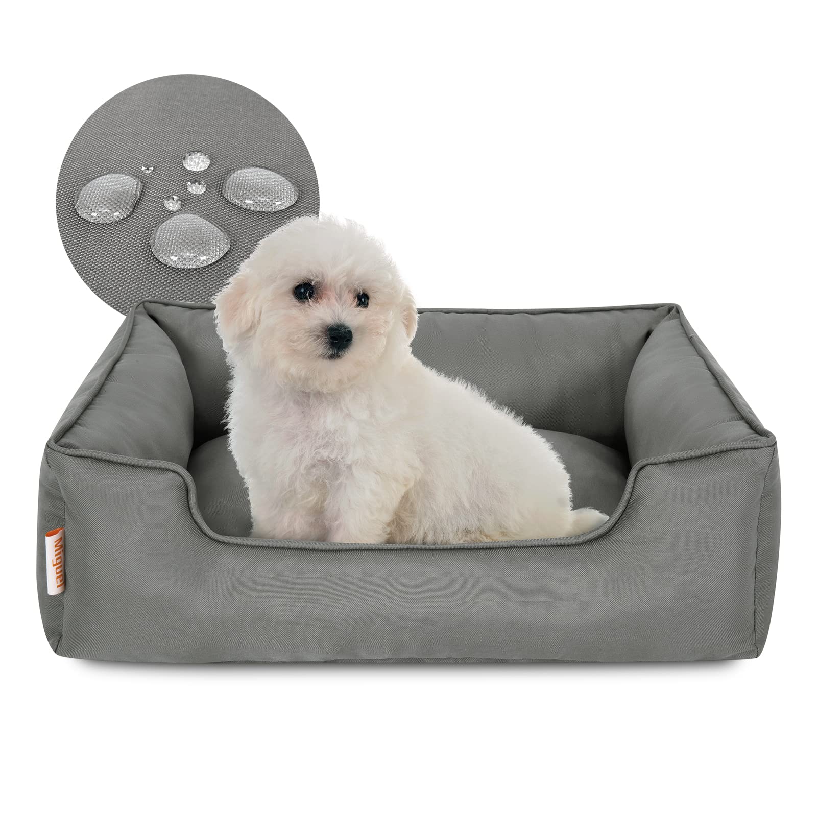 Outdoor Waterproof Cat Bed with Side, Oxford Durable Dog Bed for Small Dog Easy Clean, All Weather Rectangle Medium Pet Bed Bolster Tough Puppy Bed Scratch Resistant Removable Cover, 20 inches