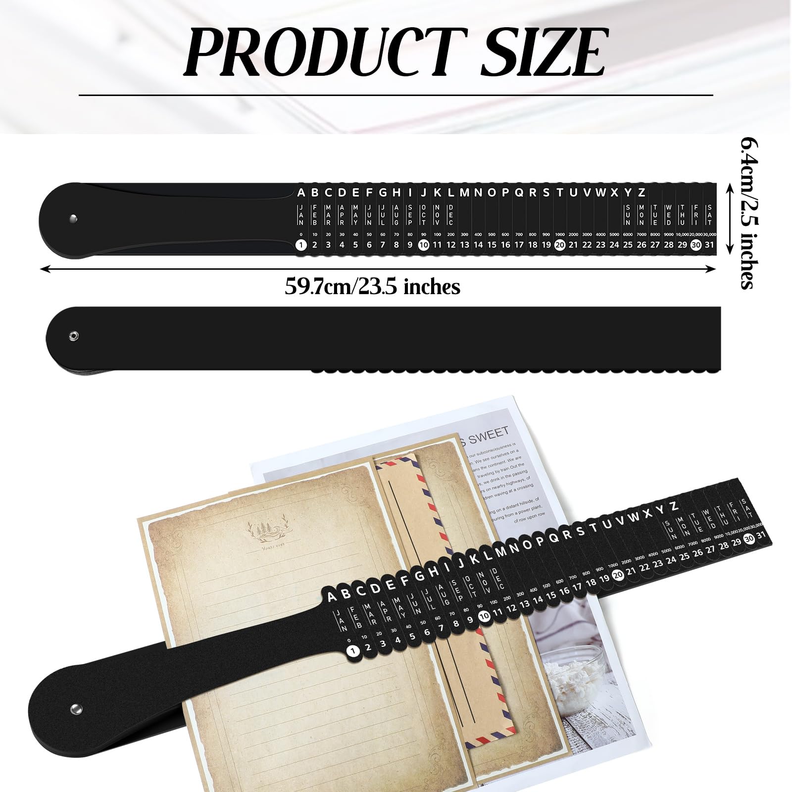PerKoop Clasificador de documentos de plástico, organizador de archivos alfabético, organizador de papel compacto vertical para ahorrar espacio, para oficina, escuela, negro, 2.5 x 23.5 pulgadas (1