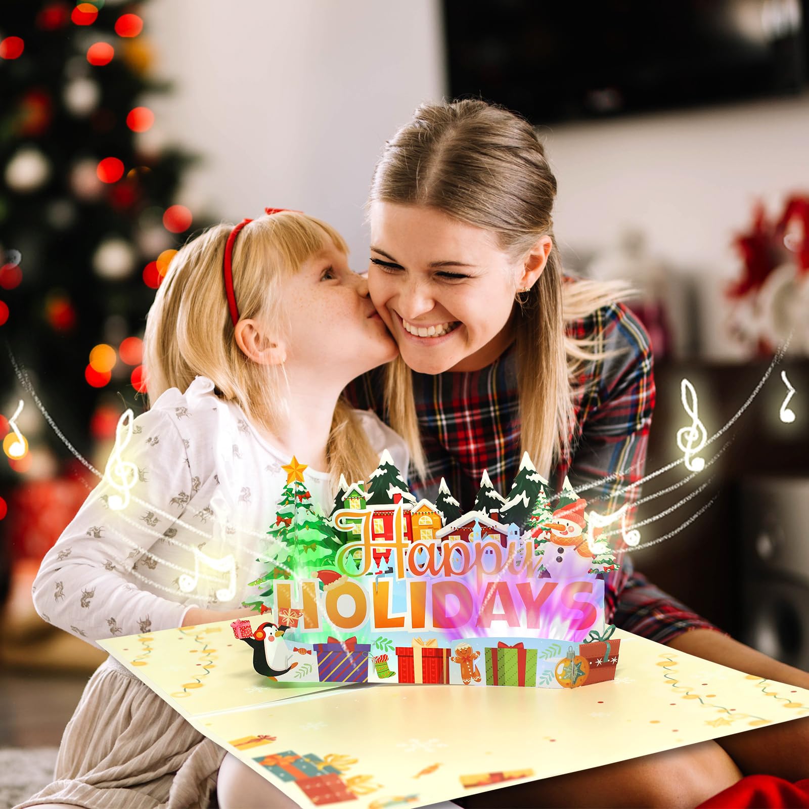Christmas Cards, Musical Christmas Card with Lights, 3D Snowman Pop Up Christmas Card, Xmas Card for Kids Women Men - Image 3