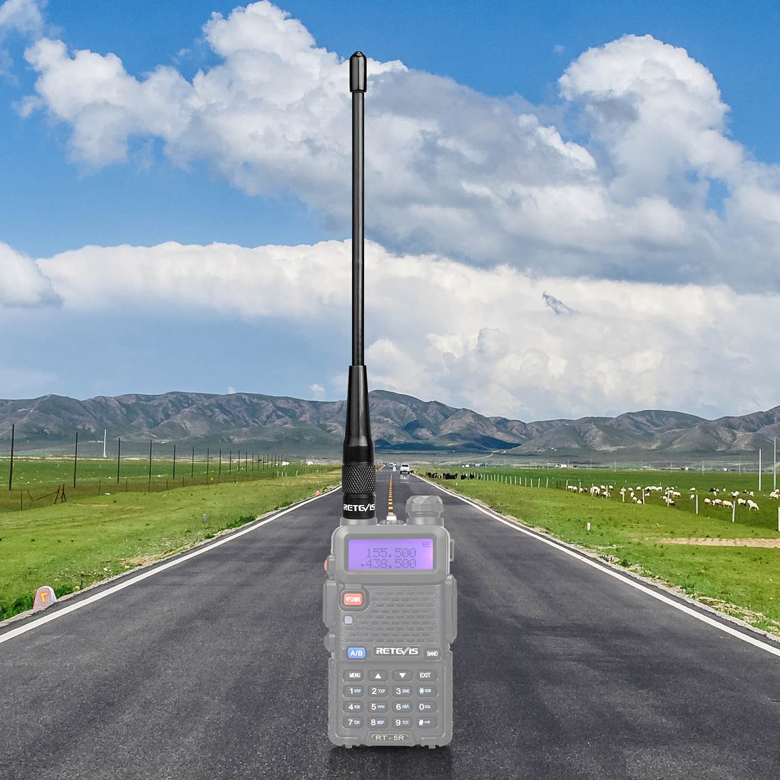 Retevis RHD701 Walkie Talkie Antenna VHF/UHF Dual Band SMA-F Compatibile con Baofeng UV-5R