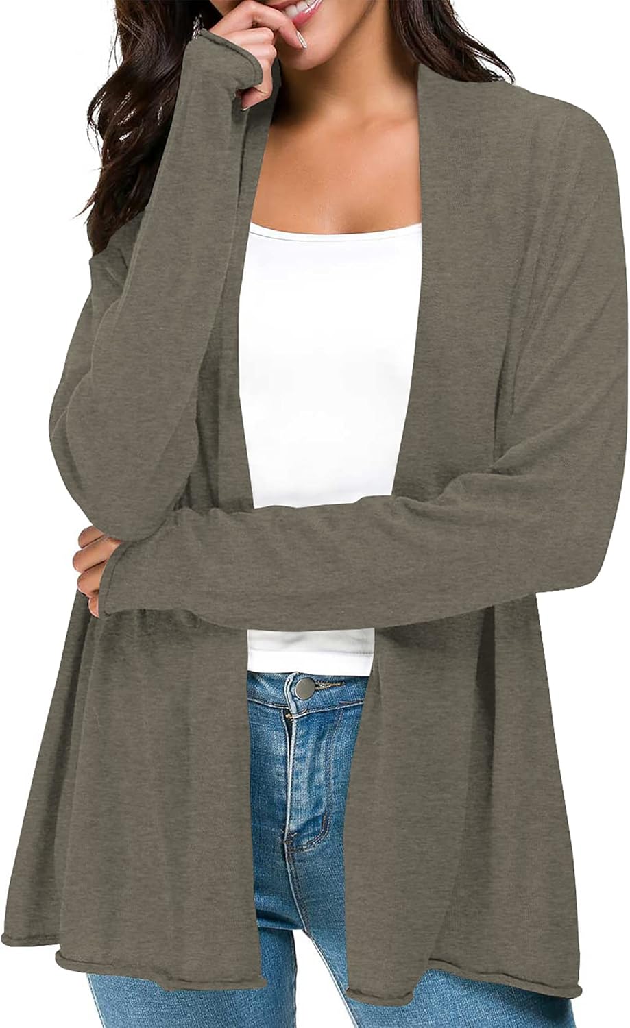 Urban CoCo Women's Long Sleeve Open Front Casual Thin Cardigan - Image 5