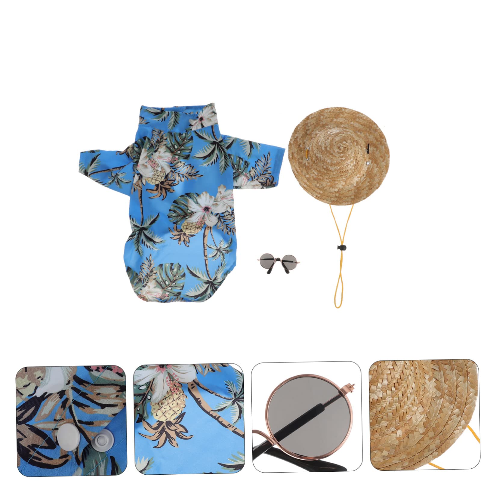 YARNOW 9 Pcs Accessori Per Animali Da Compagnia Hawaiian Costume Pet Summer Cool T-Shirt Hawaiana Camicia Per L'Estate Occhiali Da Sole Da Spiaggia Carro Armato Di Cotone Occhiali