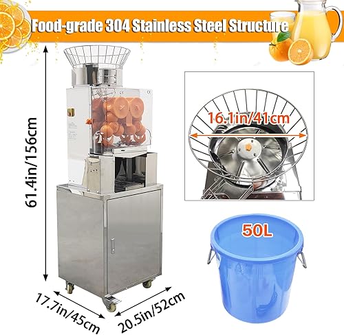 Miniatura 2 de Exprimidor de naranja comercial, máquina extractora automática de jugo de limón naranja 110 V 120 W, máquina exprimidora vertical de cítricos y