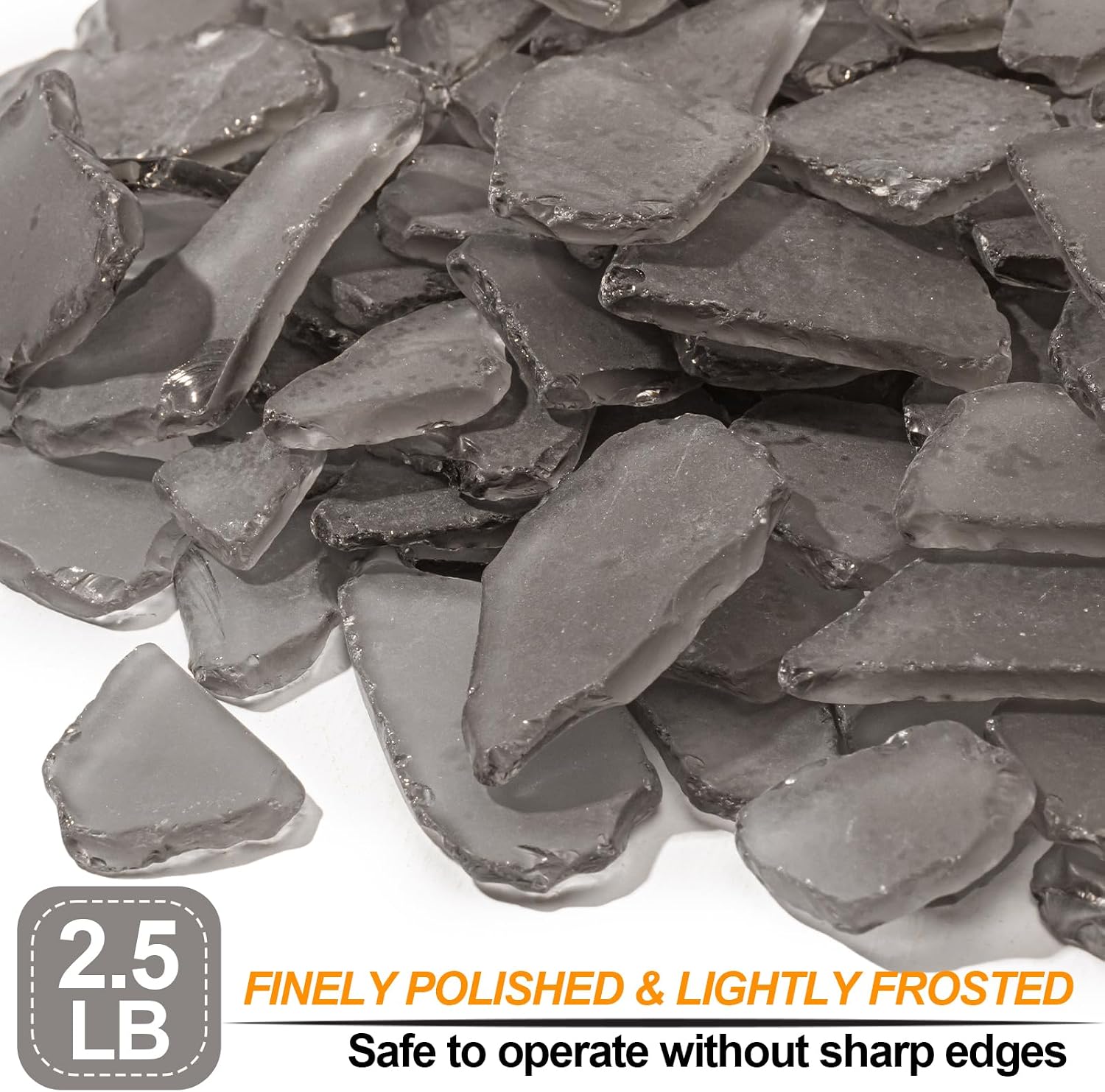 Keedolla Black Sea Glass for Crafts - 40 OZ Flat Frosted Seaglass Pieces Tumbled for DIY Art Crafts, Vase Filler, Beach Weddings, Aquarium and Home Decor