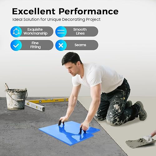 Miniatura 5 de TFCFL Juego de 4 alfombrillas para sellos de hormigón de 24 x 24 pulgadas, textura de hormigón, pizarra, tapete de textura de hormigón para