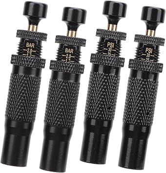4PCS Tire Deflator Valve Kit, Adjustable Auto Stop 10 to 30 PSI Range Screw On Tyre Air Down Tool for Off Road 4x4 Vehicle