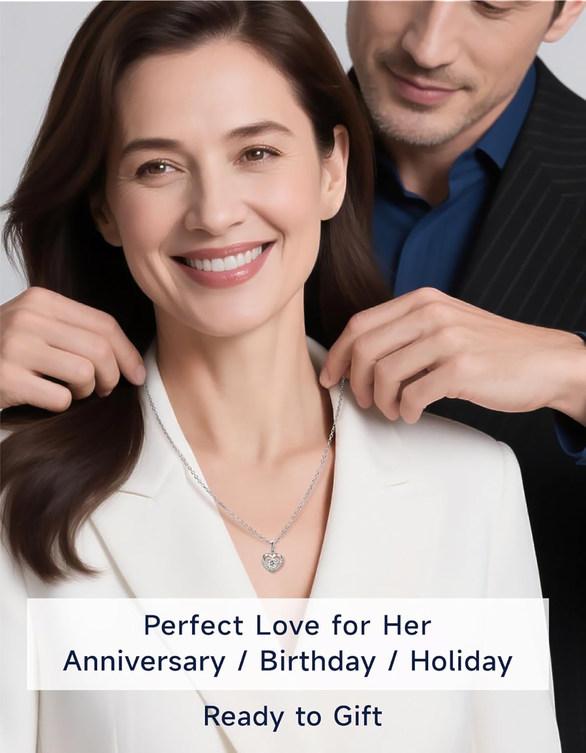 MomentWish Heart Necklace for Women Moissanite, Simulated Diamond, 925 Sterling Silver - Image 6