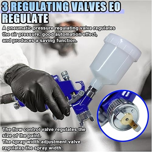 Miniatura 3 de Pistola de aerosol de toque mini HVLP con boquilla de 0.8 mm, 125 cc de capacidad, pulverizador de pintura de aire con alimentación por gravedad