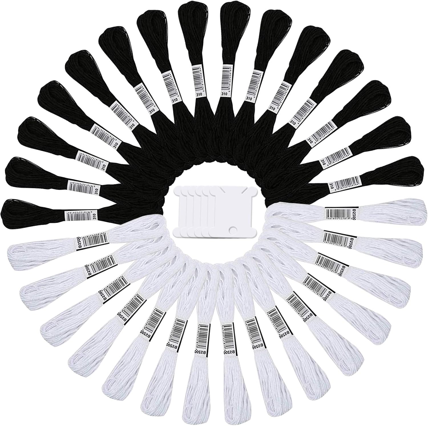 50 Skeins Embroidery Floss Kit 30 Skeins Embroidery Floss Embroidery Thread Cross Stitch Threads Black and White Friendship Bracelets Floss with 20 Pieces Floss Bobbins Embroidery Floss Set
