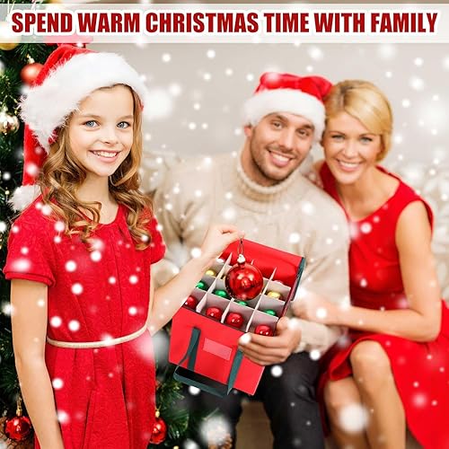 Miniatura 5 de Sadnyy 4 cajas de almacenamiento de adornos de Navidad para 64 decoraciones de 3 x 3 pulgadas con asas, divisores ajustables, cremallera, contenedor