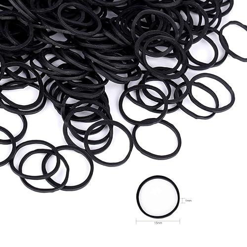Miniatura 10 de Bandas de goma de pelo negro de 34 pulgadas para ligas para el cabello, bandas elásticas pequeñas, bandas elásticas grandes, soportes para cola de