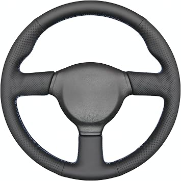 MEWANT Hand Stitch Steering Wheel Cover for BMW M5 M3 E30 E34 M Tech 2 1988-1991 DIY Custom Tailored Black Genuine Leather Wrap Protector Non-Slip Breathable Car Interior Accessories
