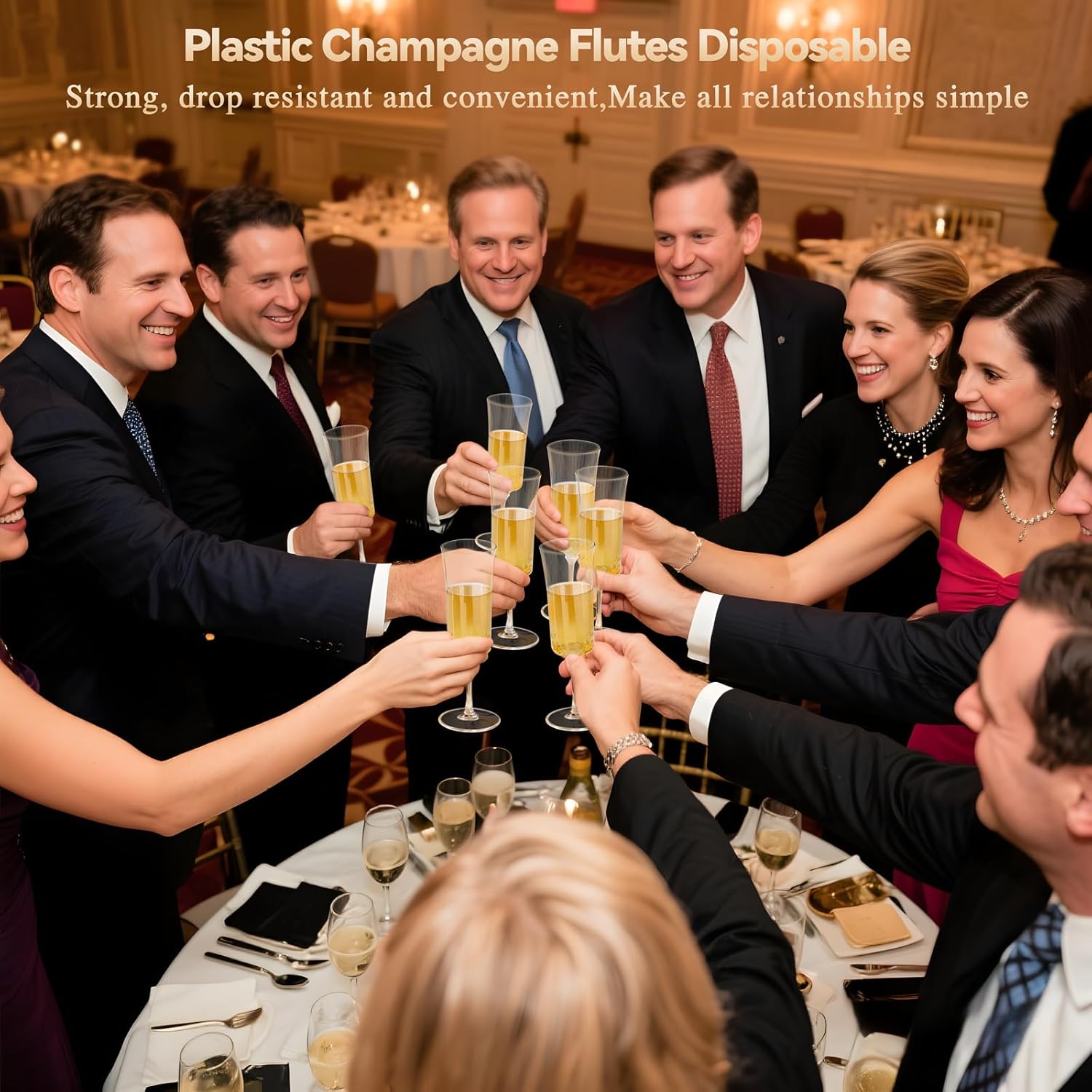 supernal 20 Pack Plastic Champagne Flutes - 7Oz Clear Crystal Champagne Glasses -Plastic Toasting Glasses 3-Pieces Durable Perfect for Party Birthday Anniversary Wedding - Image 7