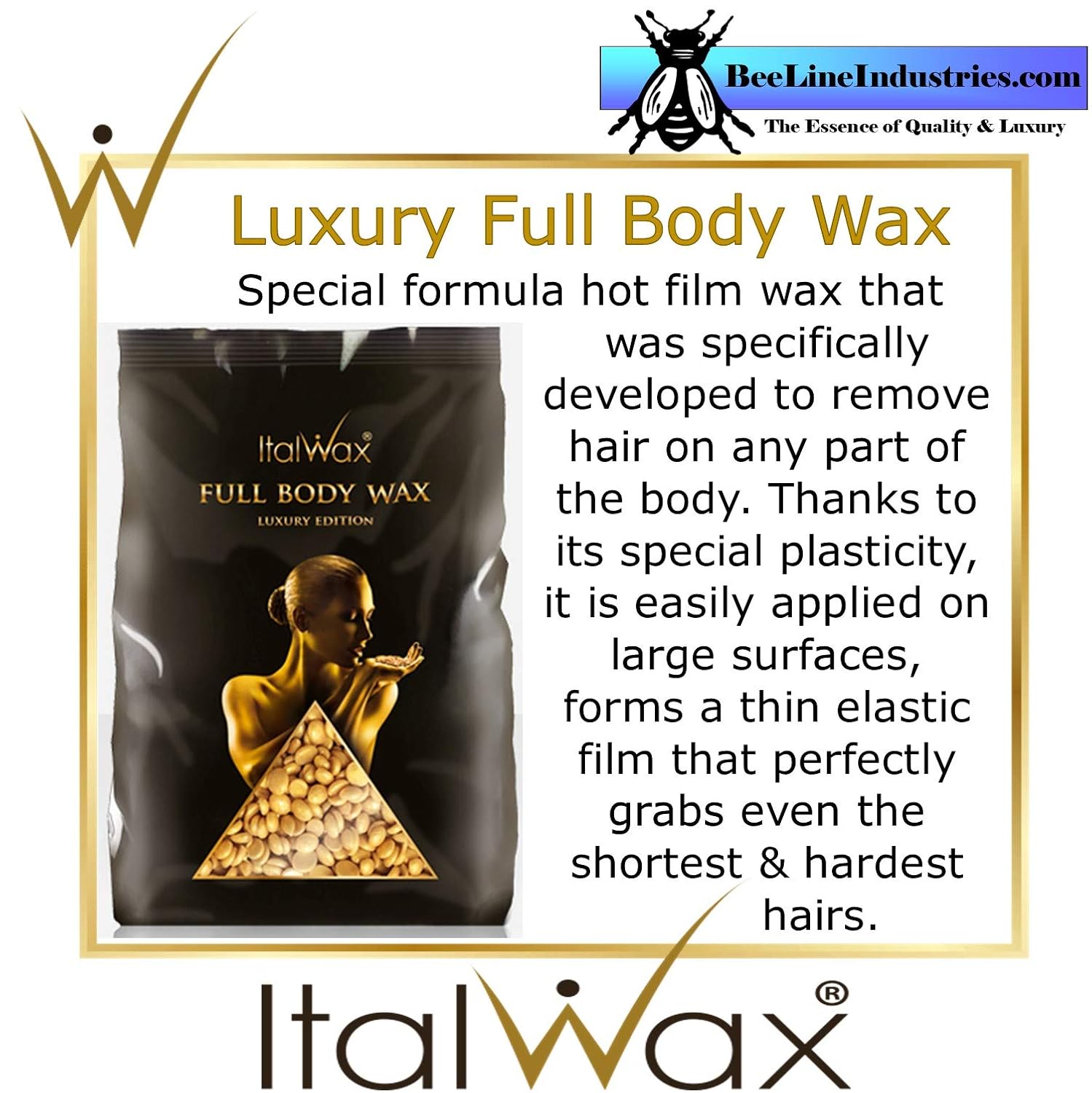 ItalWax Luxury Full Body Wax - Hard Stripless Wax Beads 2.2lbs - 1 kg. Bag