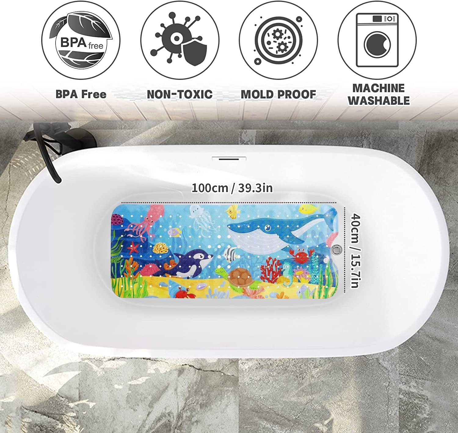 100X40cm Tappetino da Bagno Antiscivolo Vasca da Bagno Lungo Cuscino Antiscivolo Tappetini per Doccia Pavimento 3 Colori acquista in modo economico - spedizione gratuita, recensioni reali con foto