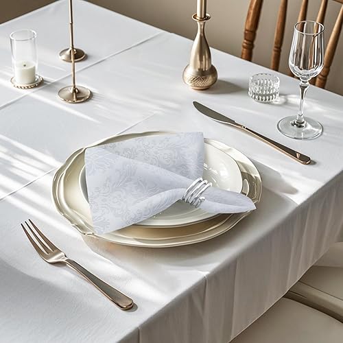 Miniatura 10 de SASTYBALE Mantel rectangular de jacquard de 52 x 70 pulgadas, a prueba de derrames, resistente a las arrugas, mantel de damasco oblongo, poliéster
