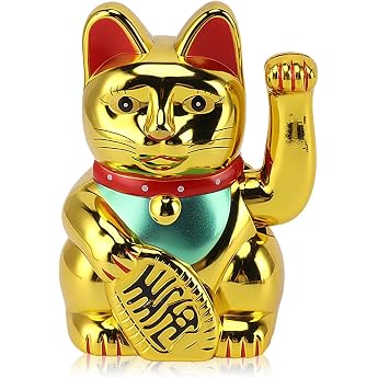 Lucky cat with waving arm, Chinese lucky cat decoration, solar powered, cute waving cat, solar powered Kawaii waving arm cat,