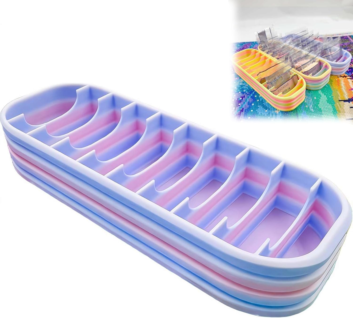 Storage Case with 10 Compartments,8.07" Portable Painting Tray Organizer for Diamond Drills & Tools,Multi-Compartment Holder for Craft Beads,Ideal Art Accessory Case for Craft Enthusiasts (Style A)
