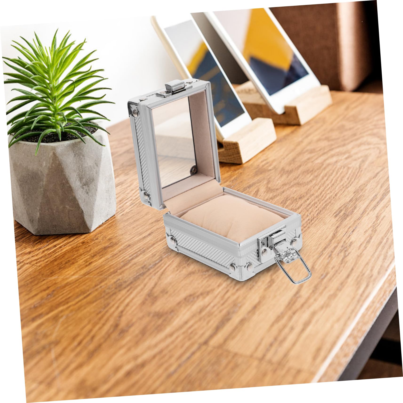ULTECHNOVO Étui à Montre Aluminium avec Serrure Boîte De Rangement pour Montre Individuelle Remontoir Compact pour Accessoires