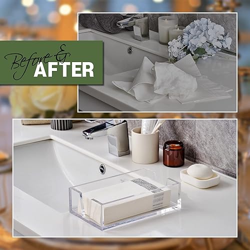 Miniatura 4 de LEVIMETREE Servilletero de acrílico para baño, cocina o mesa de comedor, bandeja para toallas de invitados para baño, mesa decorativa para mesa de