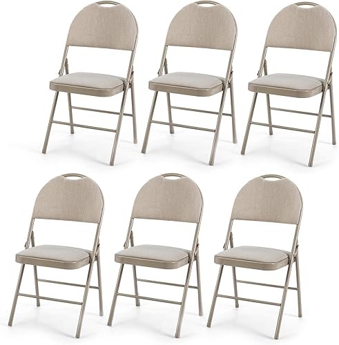 Miniatura 5 de ARLIME 6 sillas plegables con asientos acolchados, asientos plegables acolchados con agujero para asa, asiento tapizado, marco de acero, silla