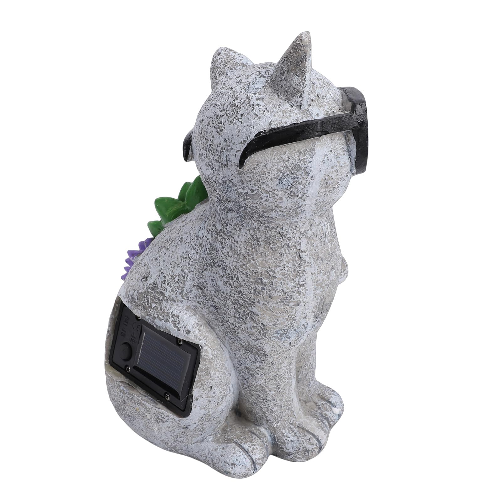 Gatto Solare Decorativo con Occhiali e Luci LED Calde, Ornamento da