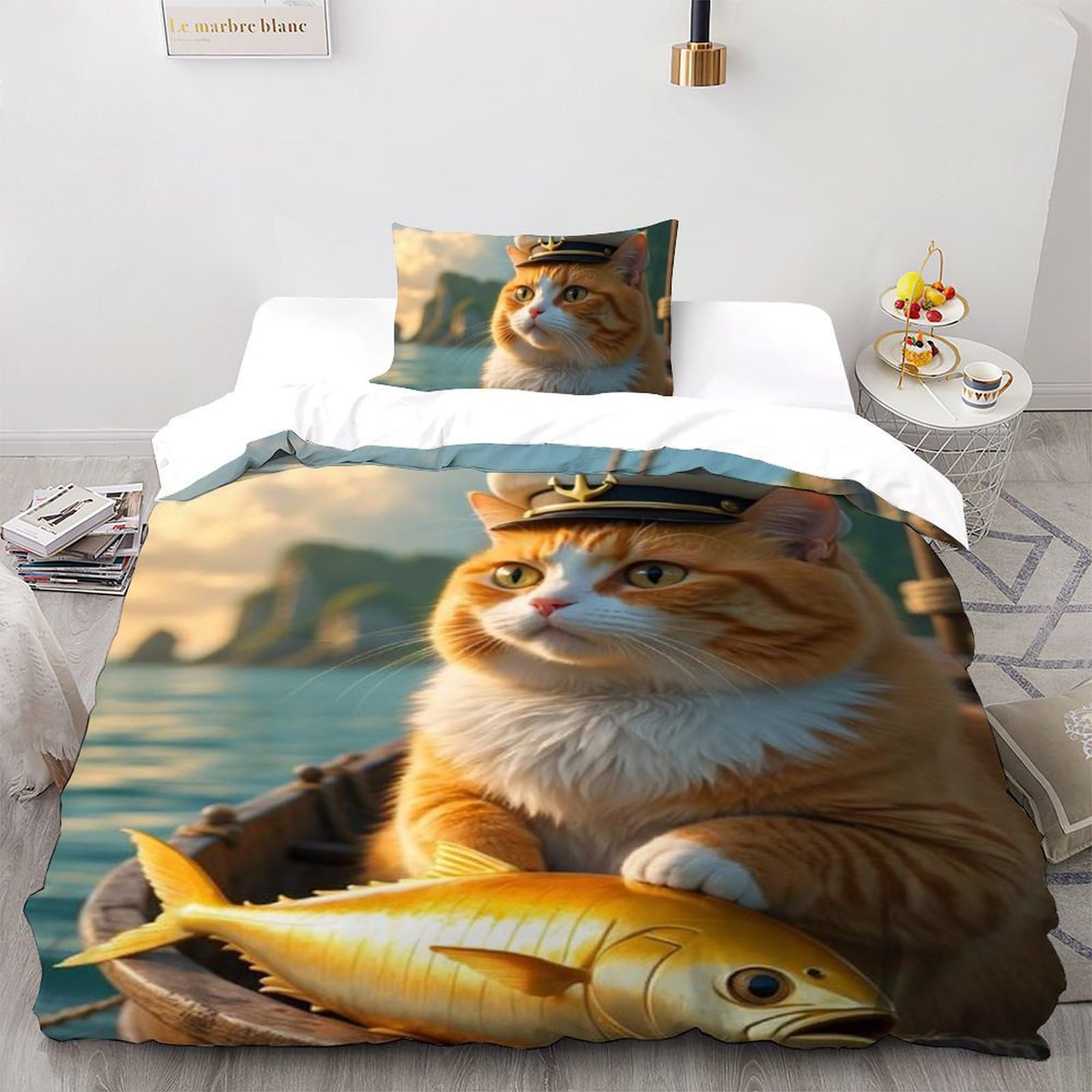 Housse de couette chaton doré microfibre animaux imprimé 3D