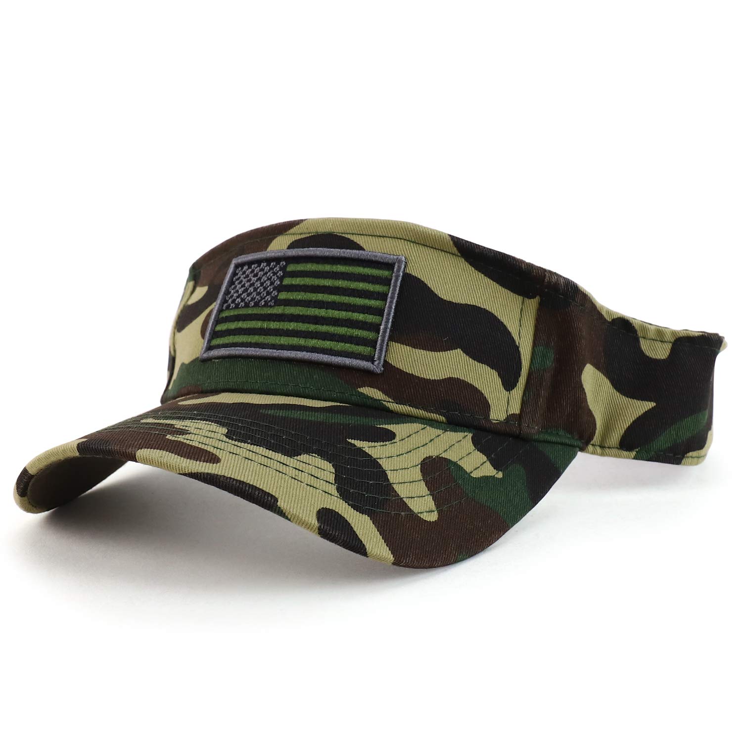Trendy Apparel Shop USA American Flag Embroidered Polyester Summer Visor Hat