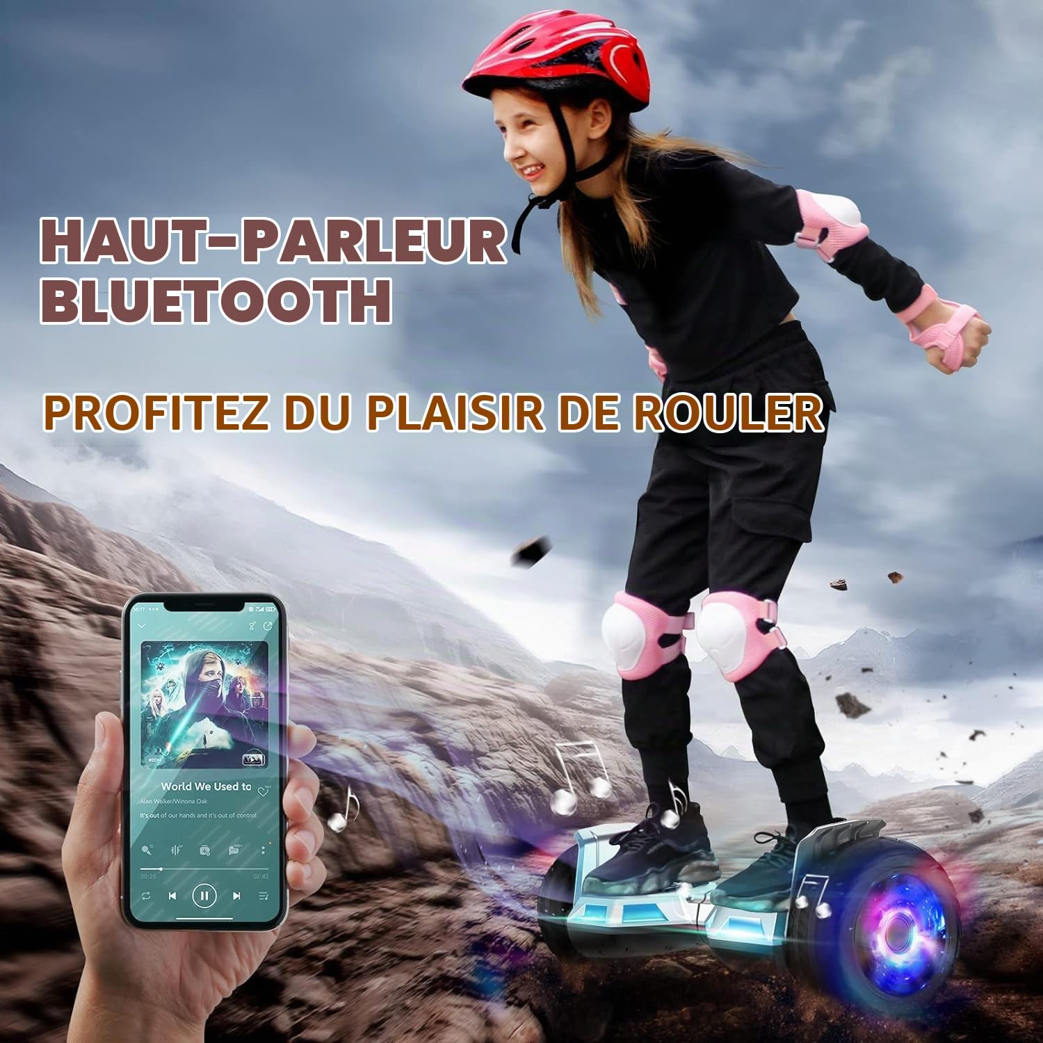 8.5 Pouces All Terrain Off Road Hoverboard with Bluetooth Speakers and LED Lights, UL2272 Certified Self Balancing Scooter