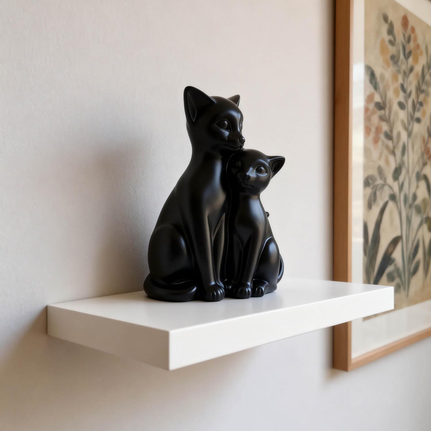 Black Cat Couple Statue Creative Artistic Animal Sculpture for Lovers Modern Living Room Decor for Families Creative Gift for Female Cat Lovers