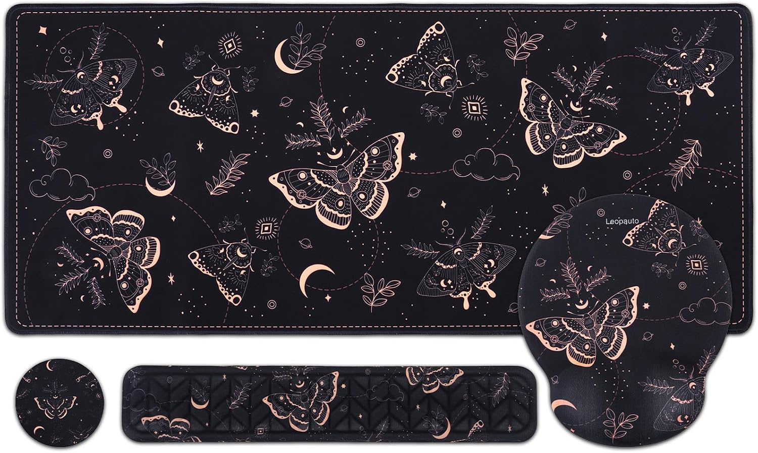 Mouse Pad Set, 4 in 1 Gaming Mousepad Black Butterfly