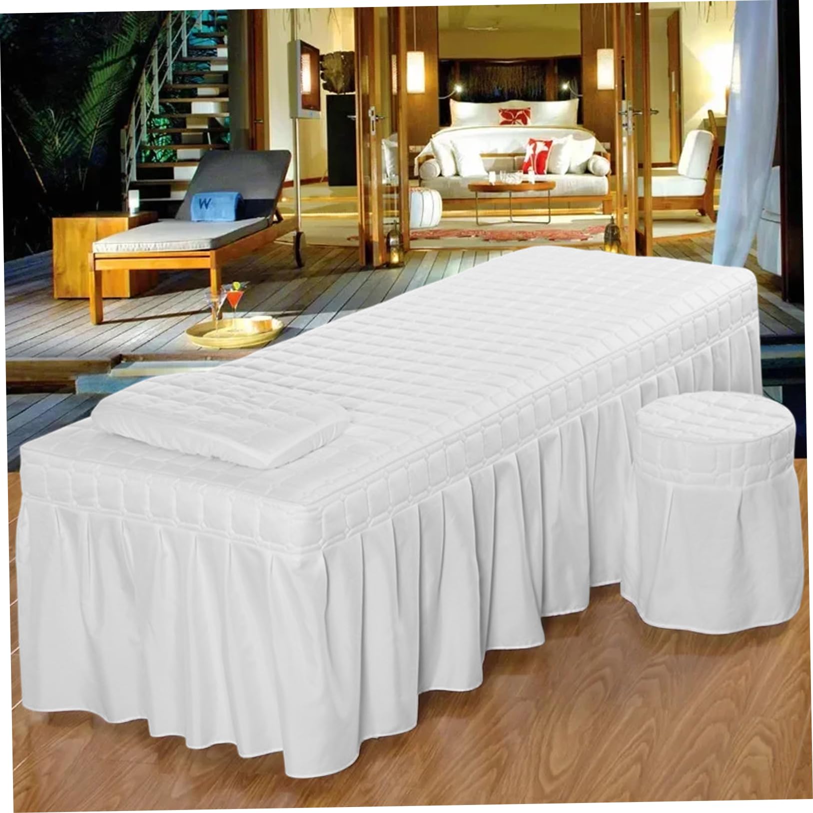 Drap de lit pour table de massage, jupe, couvre-lit spa, couverture complète avec taie d'oreiller, 73 x 28 pouces, housse table massage pour spa, beauté, tatouage