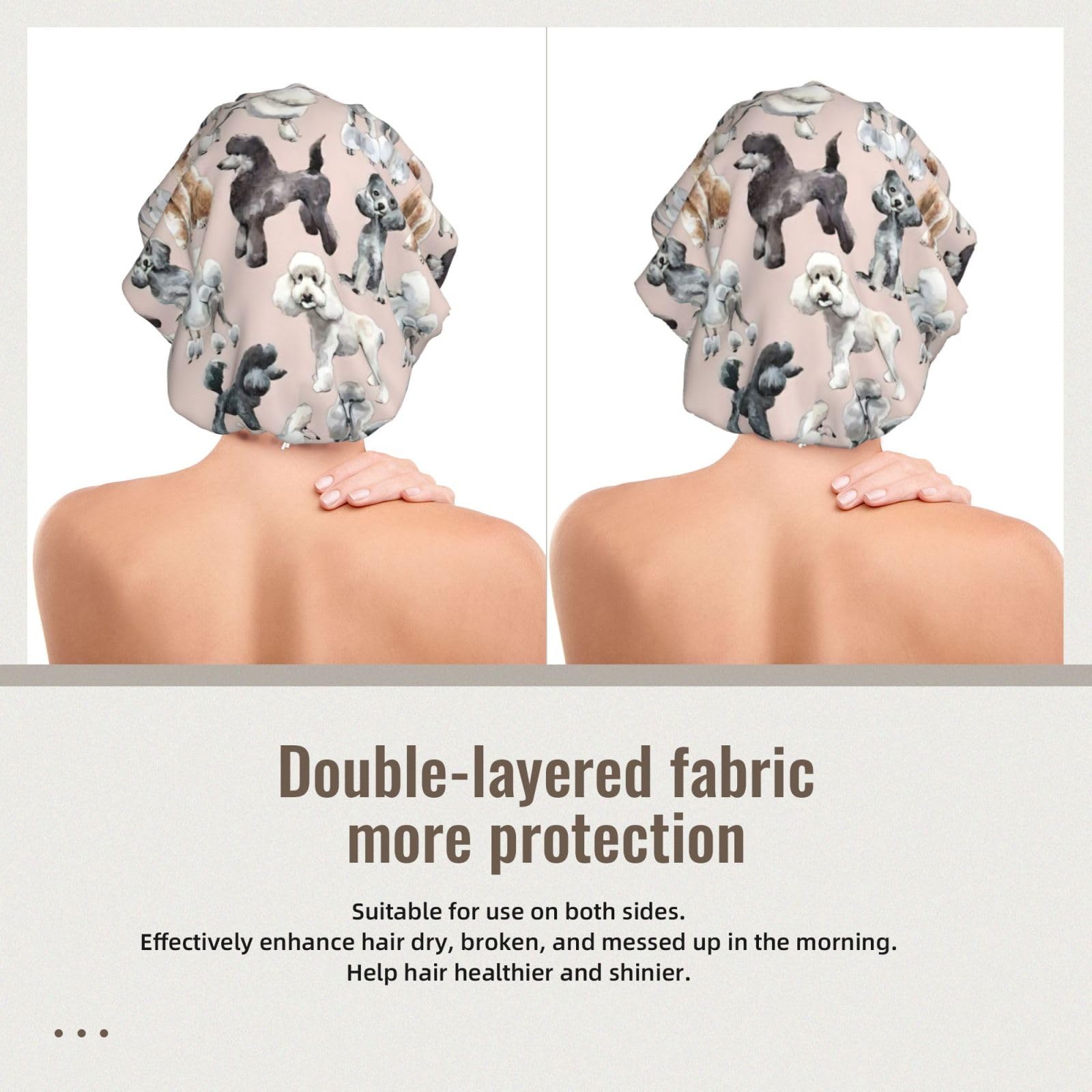 Double Layer Reversible Hair Wrap Satin Sleep Oodles of Poodles Cap Bonnet for Braid Curly Hair Satin Bonnet Black