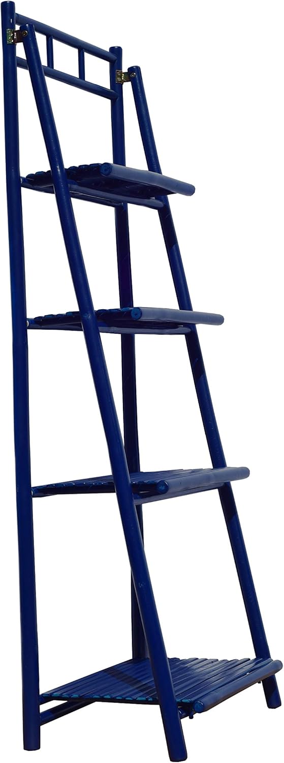 Statra 4-tier Bamboo Shelves Folding Book Case Medai Cabinet Shelf, Natural