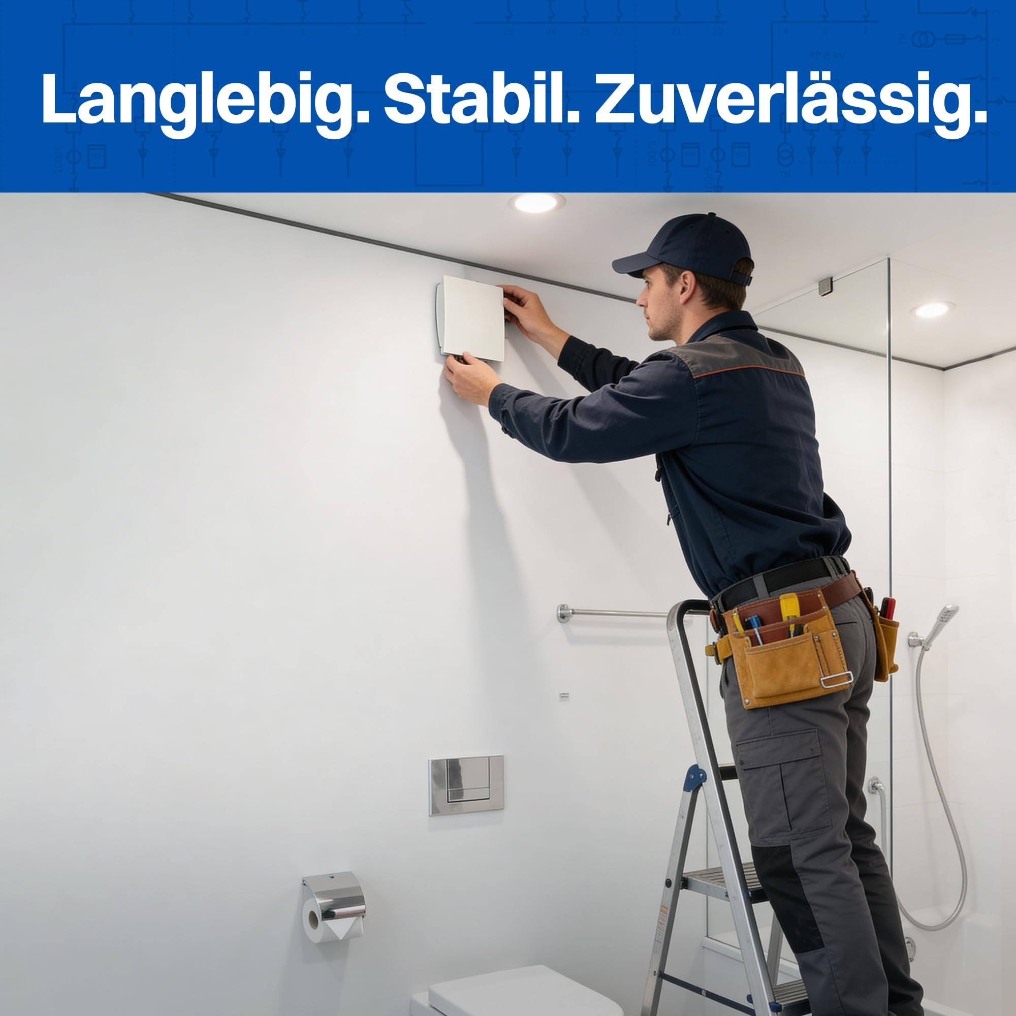Intratec PUROVENT PRO Badlüfter mit Feuchtigkeitssensor – IPX4 Lüfter 100mm 98m³/h 37dB 230V Bad Badezimmer für einfache Wand- & Deckenmonatge – 160 x 98 x 98mm