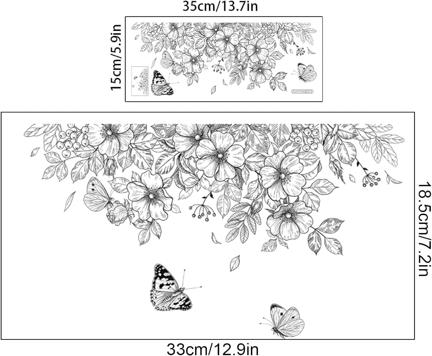Plant Leaves Flowers Toilet Seat Lid Stickers,Self-Adhesive Wall Sticker,DIY Removable Waterproof Toilet Sticker for Bathroom Cistern Decor Lid and Tank Covers Toilet Lid Decals (14"x6")