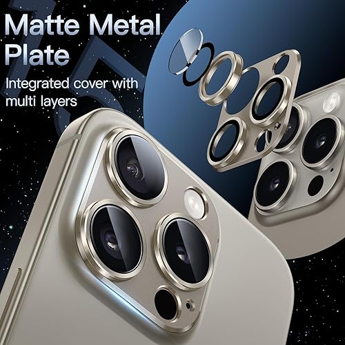Miniatura 3 de JETech Protector de lente de cámara para iPhone 15 Pro de 6.1 pulgadas y iPhone 15 Pro Max de 6.7 pulgadas, cubierta de anillo de vidrio templado