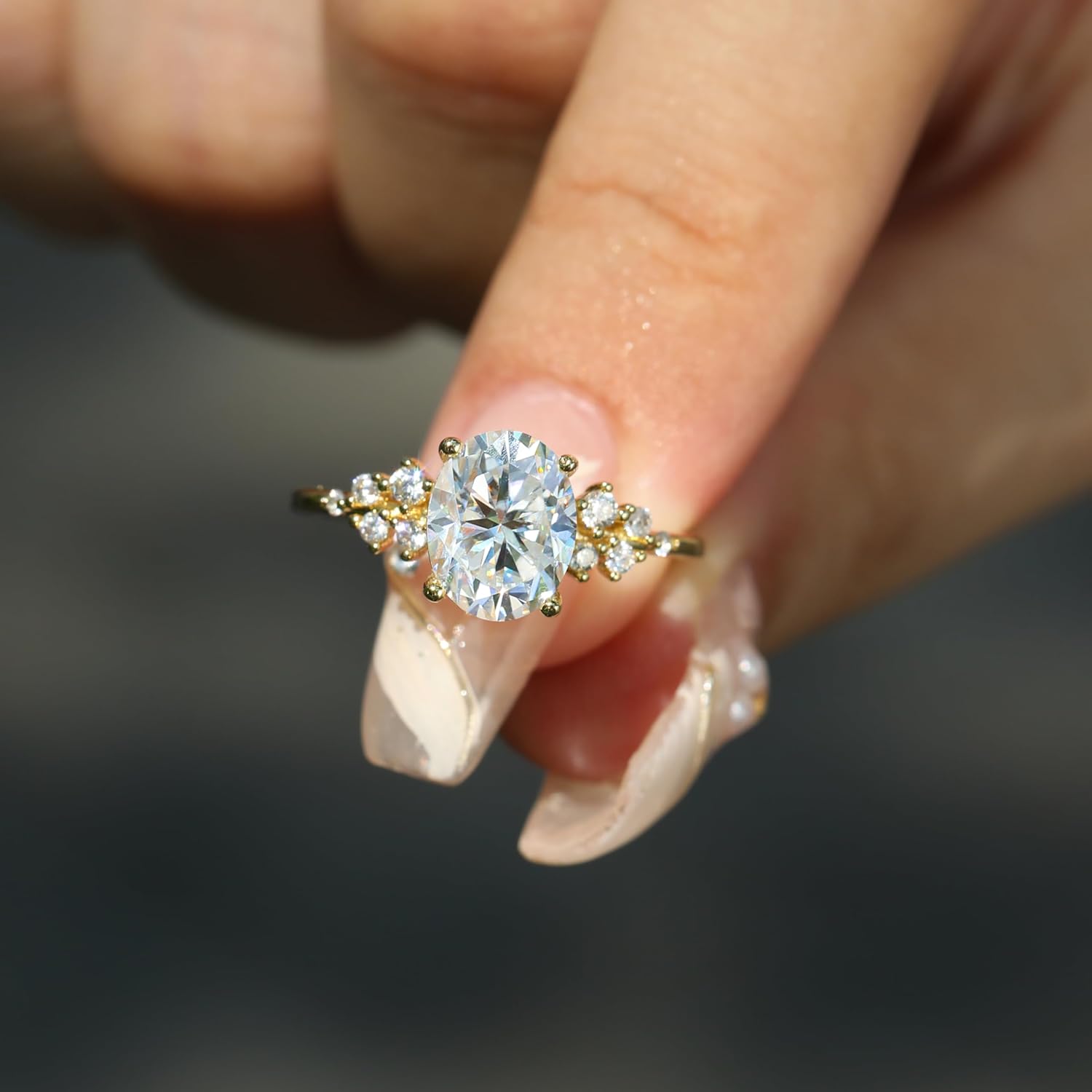 14K Gold Plated Moissanite/Cubic Zirconia Wedding Band 925 Sterling Silver 1ct/2ct/3ct Oval CZ Engagement Eternity Ring Jewelry for Her Women Size 5-9 - Image 4