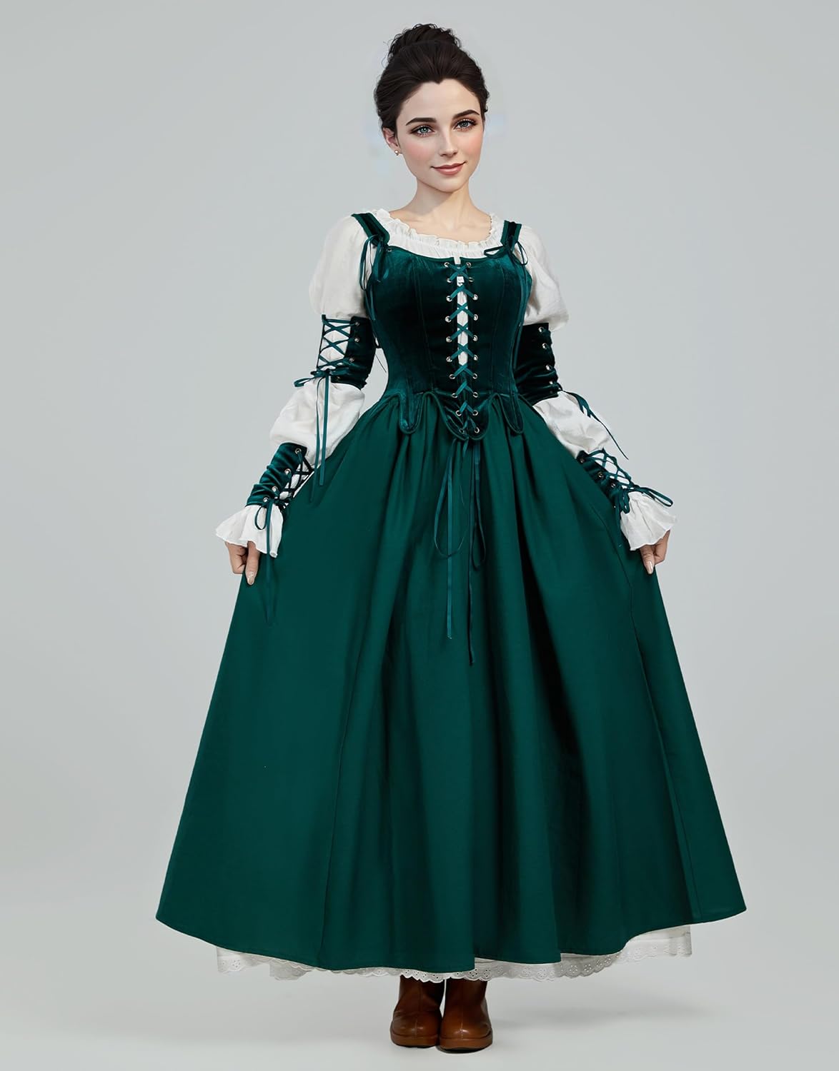 Medieval Renaissance Dress Set Holloween Retro Medieval Costume Elf Dress - Image 8