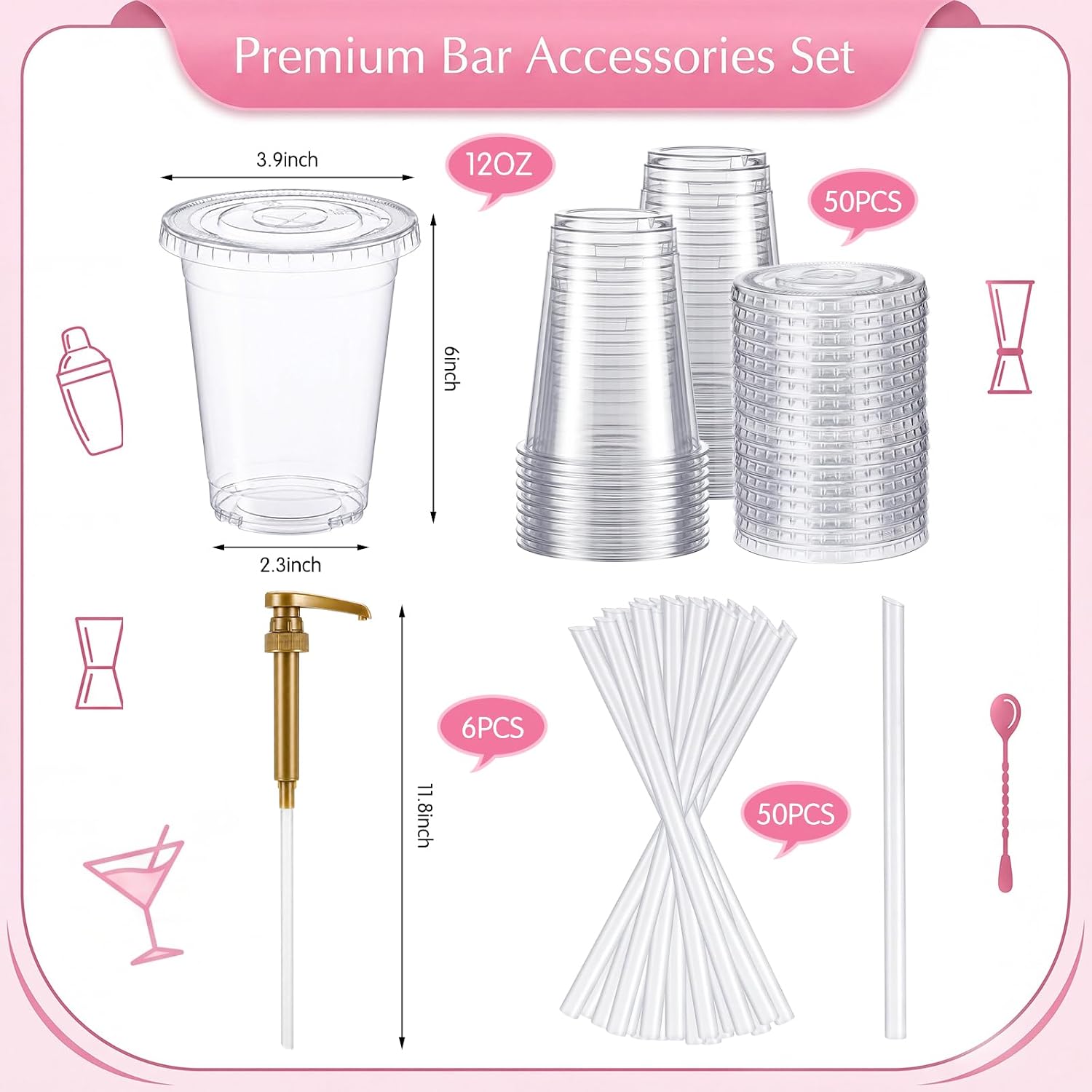 Thenshop 107 Pcs Bar Bartending Accessories Set for Home Bar Party